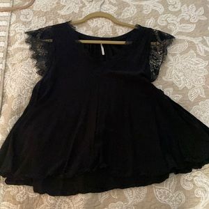 Free People Black lace top sz L